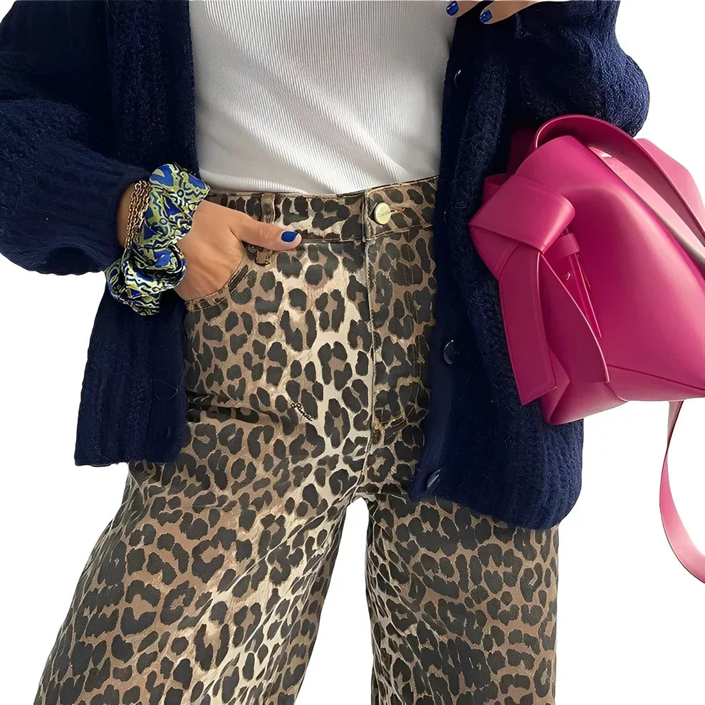 Rowanne klassische, weite hose mit print – damen