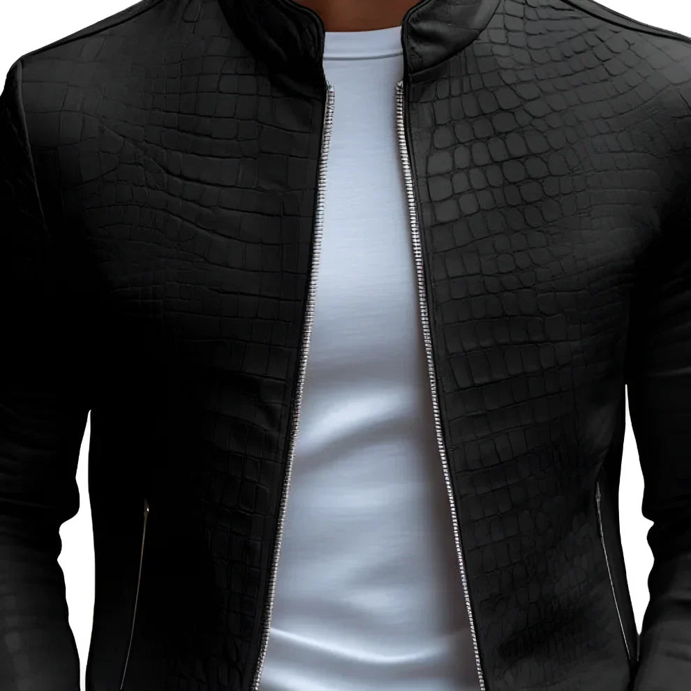 Hochwertige herren-lederjacke mit struktur – herren