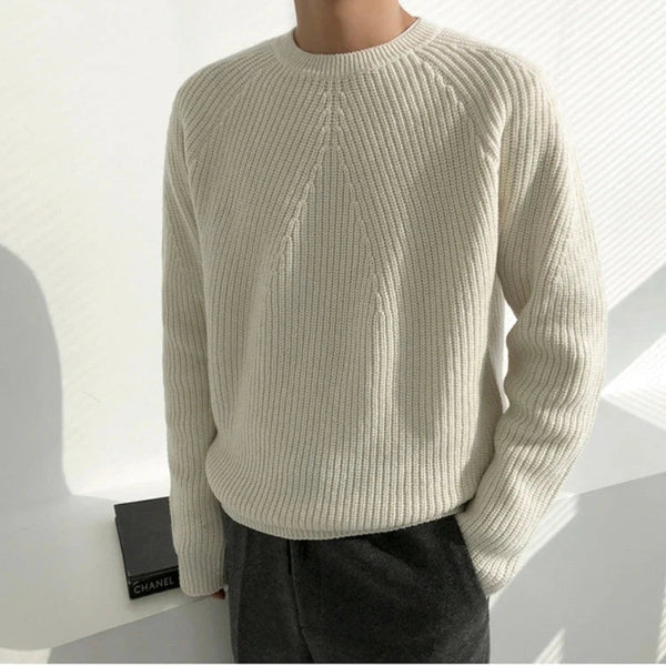 Herren-ripppullover mit rundhalsausschnitt – herren