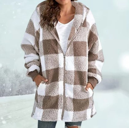 Heidi | gemütliche jacke mit kapuze und karomuster, winter 2025