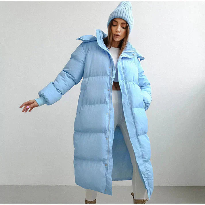 Damen lange pufferjacke extra warm und kuschelig