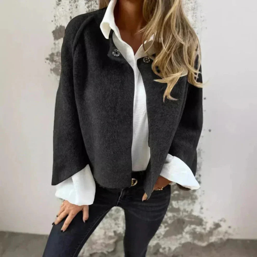 Eleganter kurzer wollmantel für damen