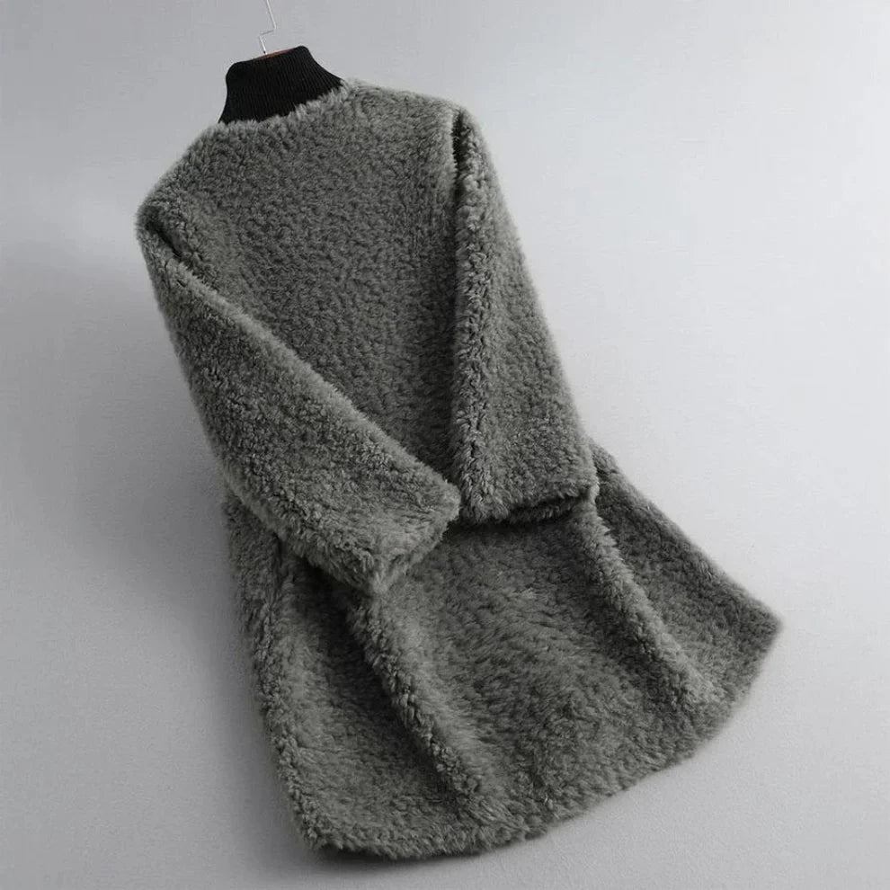 Damen-shearling-pelzmantel, weich und schick – für damen