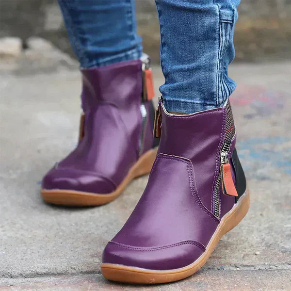 Warme, lässige damen-stiefeletten mit reißverschluss – damen