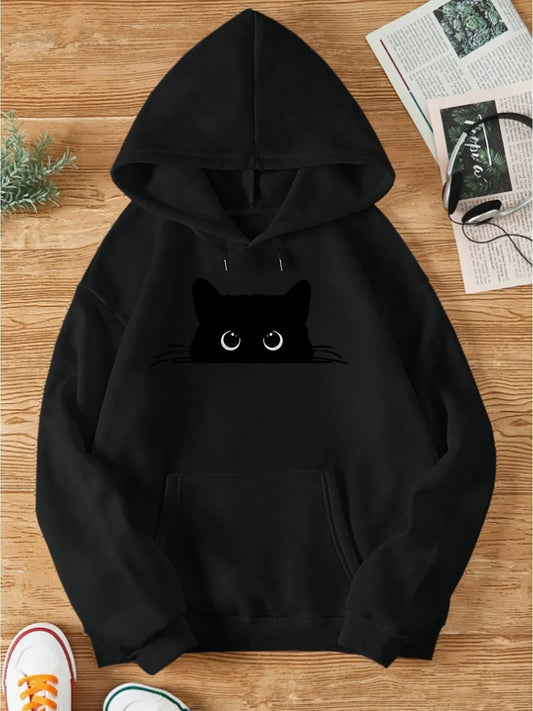 Bella - hoodie mit katzenprint und kapuze
