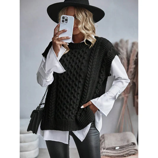 Ärmellose damen strickweste im zeitlosen design