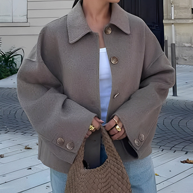 Stilvolle jacke patricia mit lässigem revers – damen