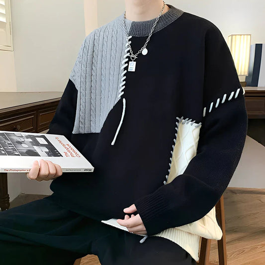 Curtis fleece-pullover mit farbblockmuster – herren