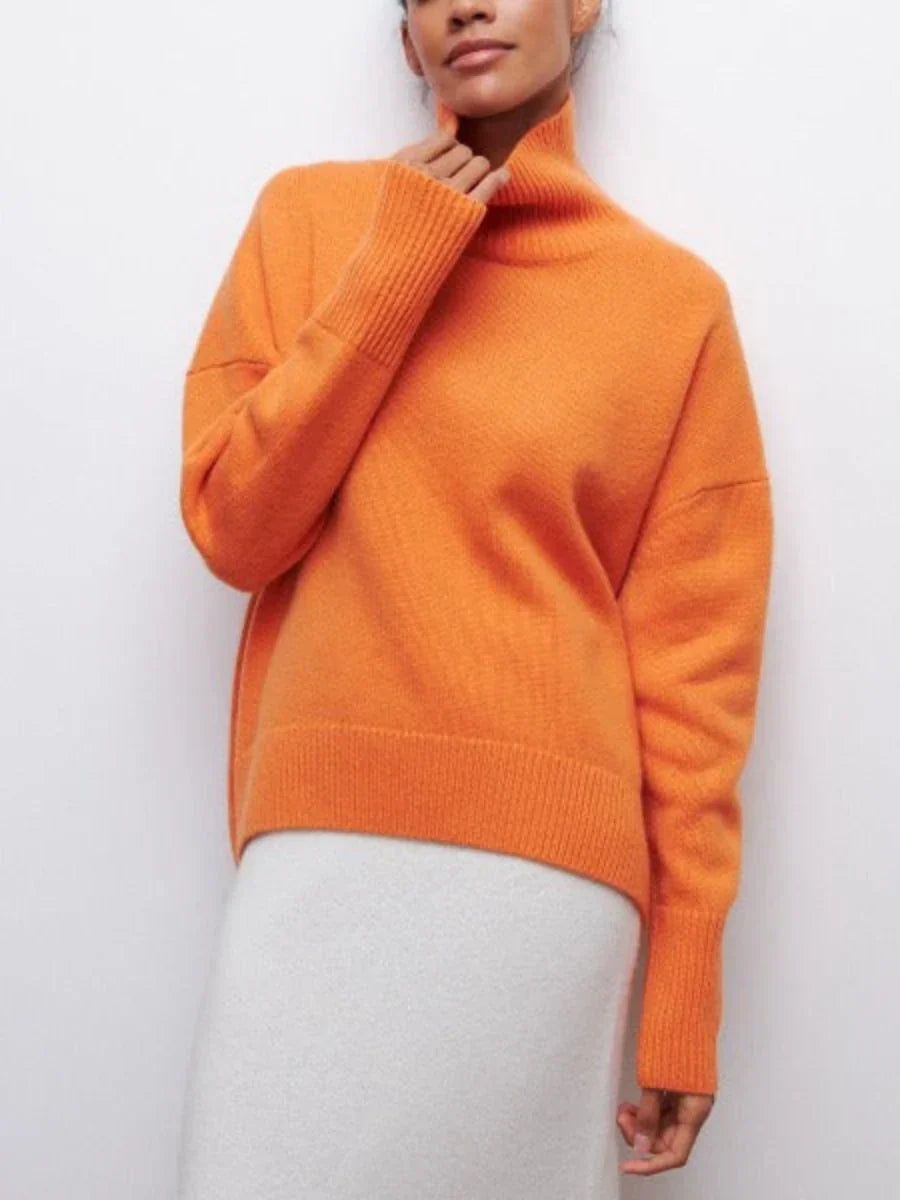 Oversized strickpullover mit stehkragen – damen