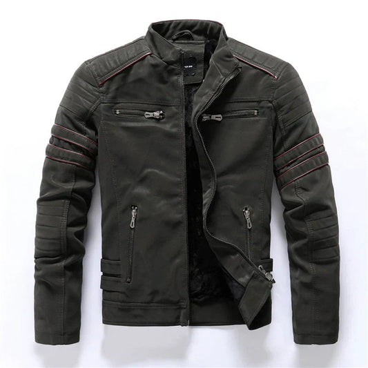 Herren-bikerjacke mit reißverschluss – auffälliges lederdesign