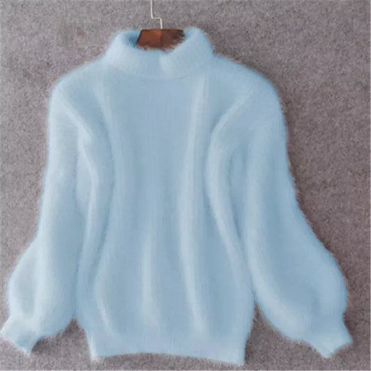 Damen strickpullover im lässigen vintage angora stil