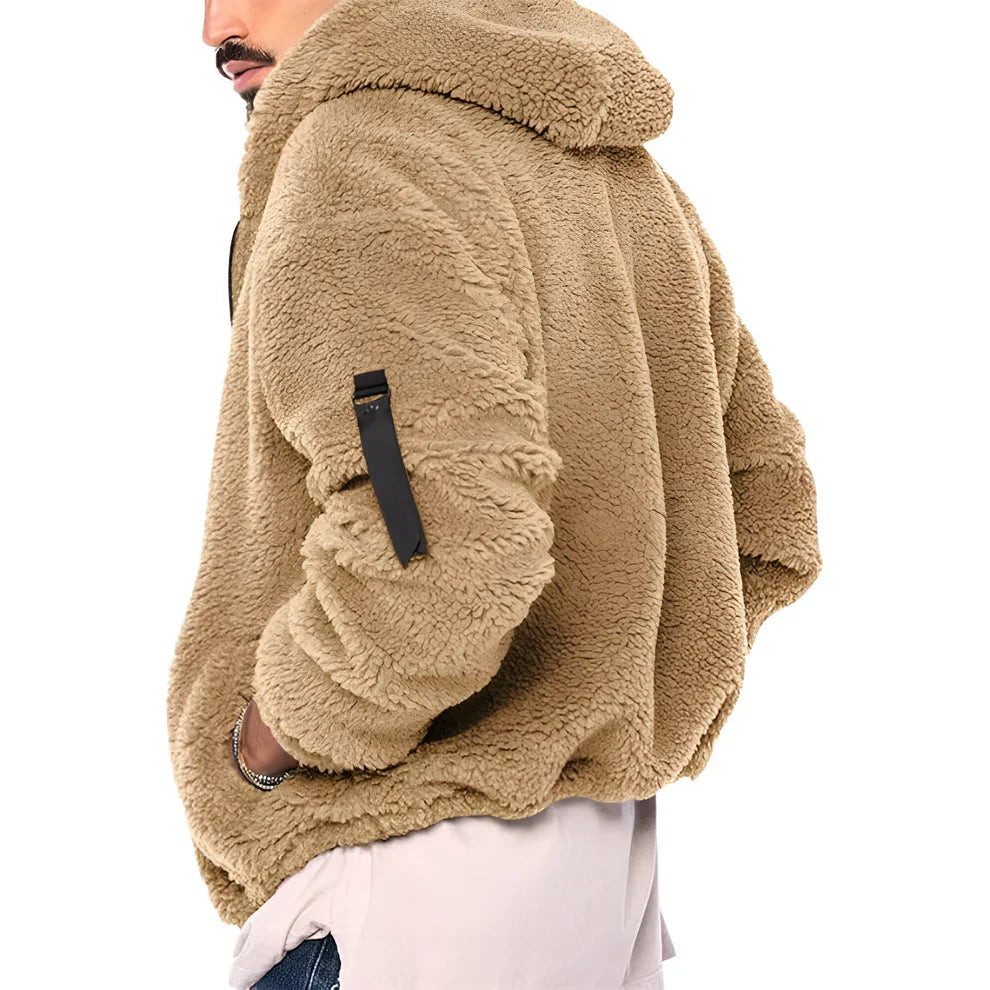 Herren-sherpa-fleecejacke, warm und kuschelig, mit reißverschluss – herren