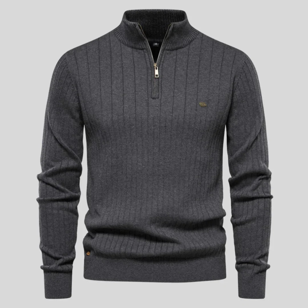 Herren strickpullover mit halbem reißverschluss – warme winterqualität