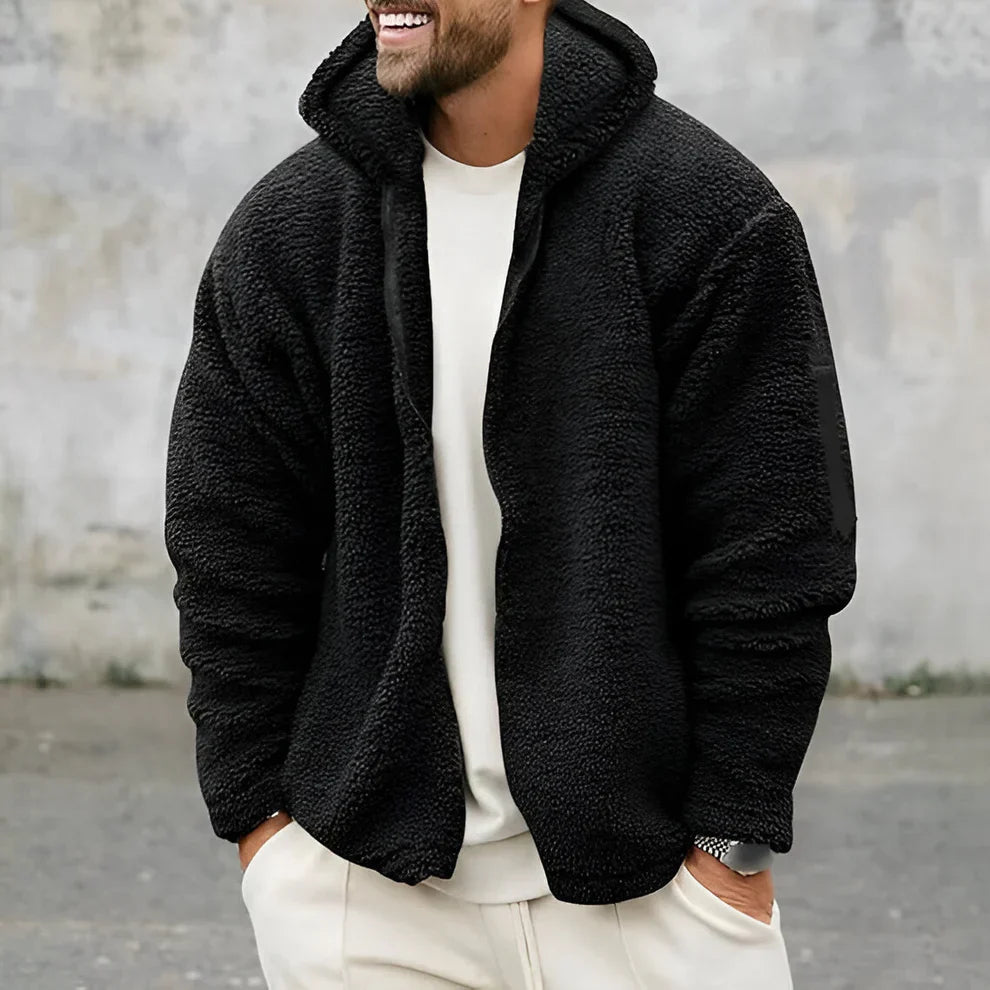 Herren-sherpa-fleecejacke, warm und kuschelig, mit reißverschluss – herren