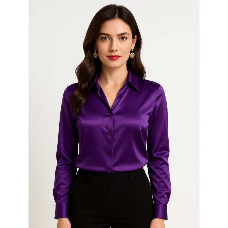Elegante damenbluse aus satin mit knopfdetails