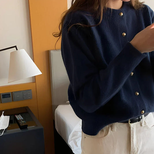 Merla lässiger pullovermantel mit rundhalsausschnitt – damen