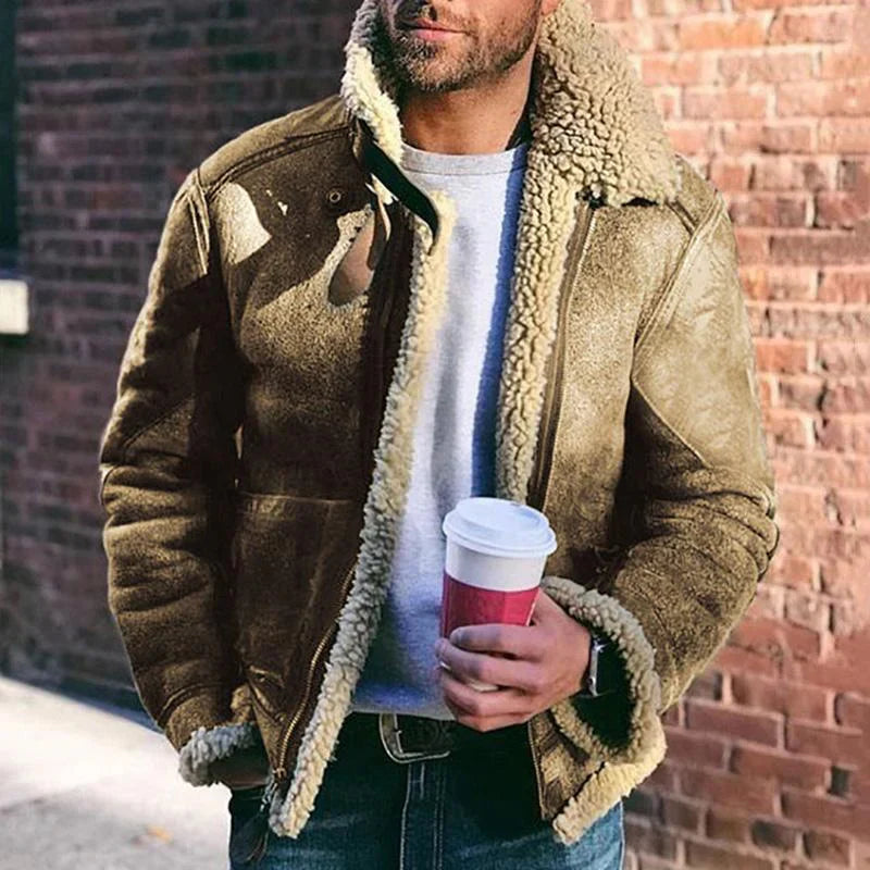Arvid – aviatorjacke mit shearling-kragen und verstärkten ellbogen