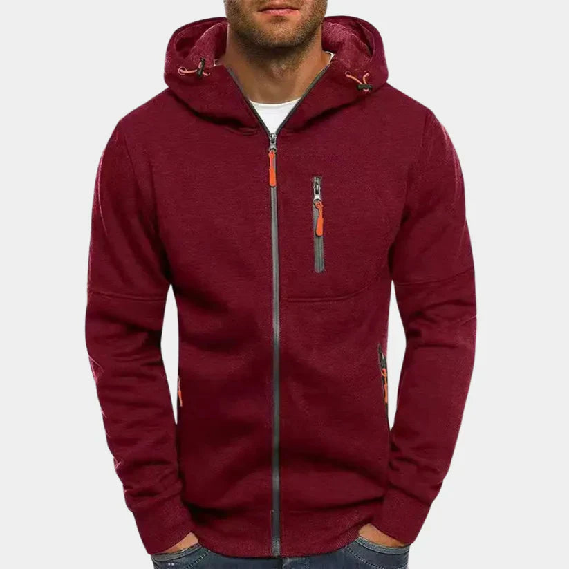 Erik – slim fit zip hoodie mit rippbündchen und reißverschlusstasche