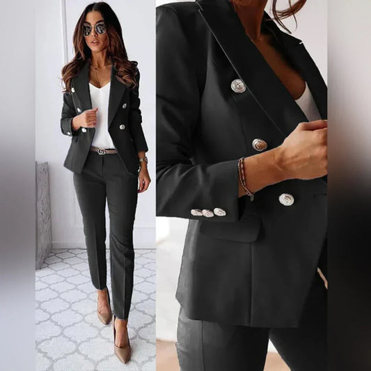 Elisea damen zweiteiler mit blazer und stoffhose