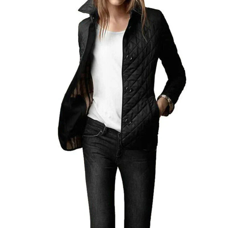 Freya – damen steppjacke mit diamantmuster und knopfverschluss