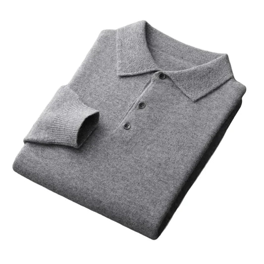 Warmer herrenstrickpullover mit polokragen