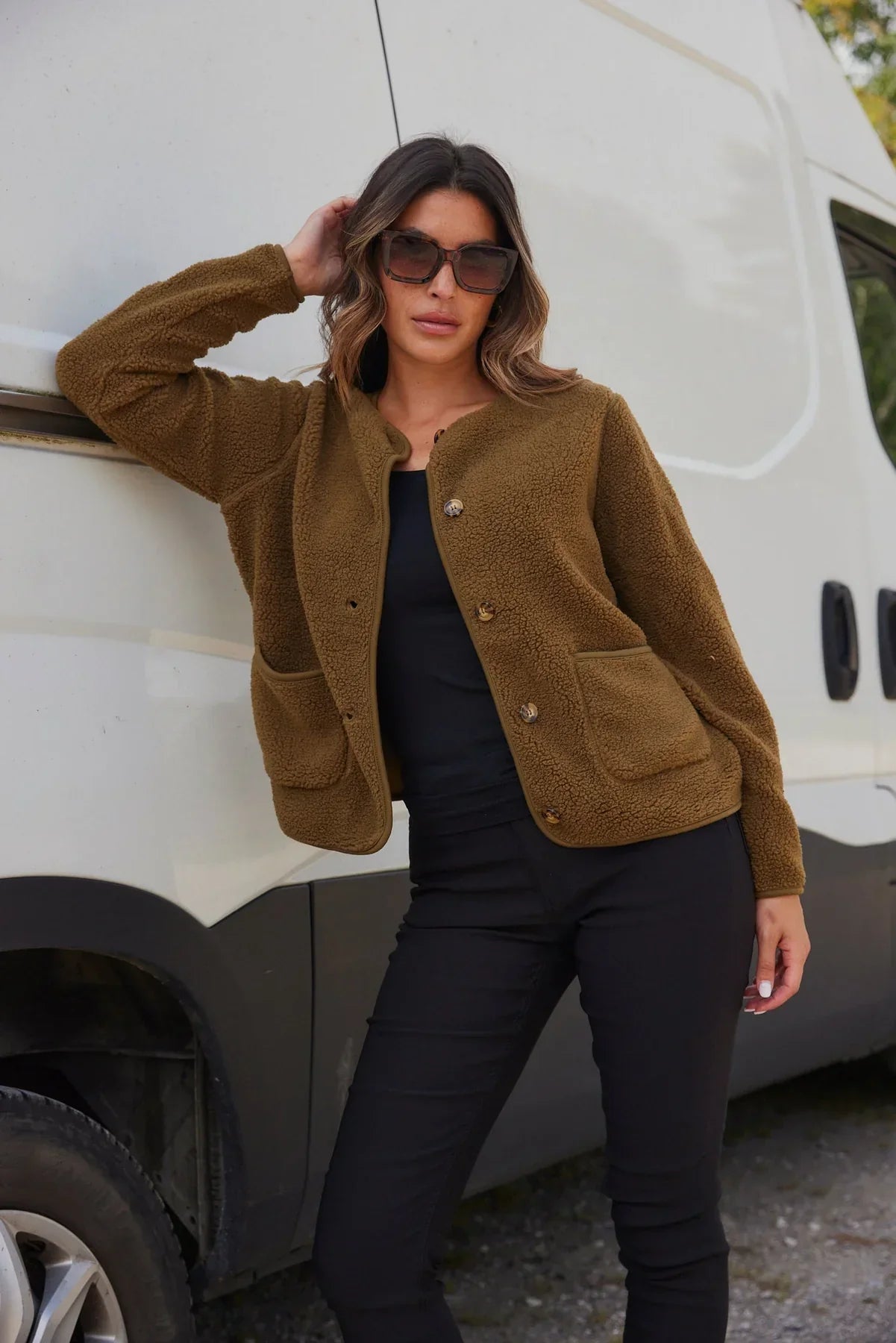 Ada teddyjacke im army-stil – damen
