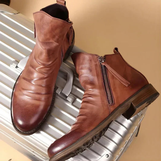 Chelsea-stiefeletten aus leder für herren mit reißverschluss – herren