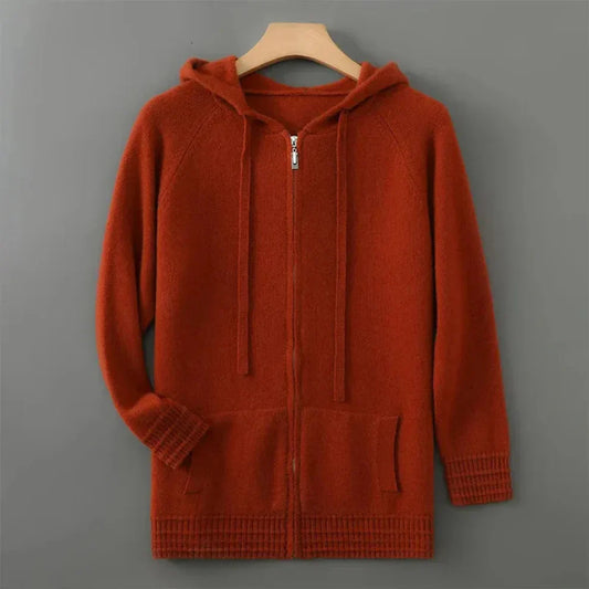 Herren-kapuzenpullover aus kaschmir-mischgewebe mit reißverschluss cozy – herren
