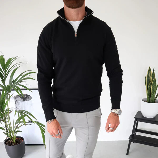 Lässiger herren-pullover mit halbem reißverschluss – herren