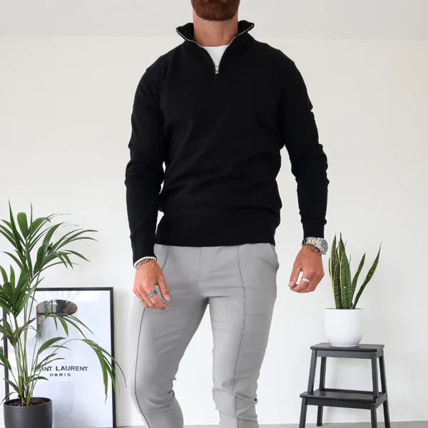 Lässiger herren-pullover mit halbem reißverschluss – herren