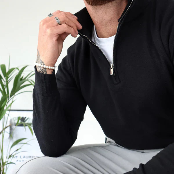 Lässiger herren-pullover mit halbem reißverschluss – herren