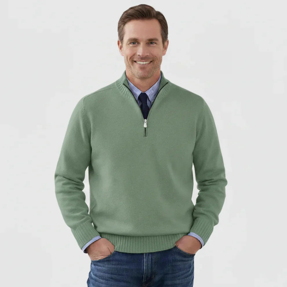 Klassischer herren-pullover mit viertelreißverschluss – herren