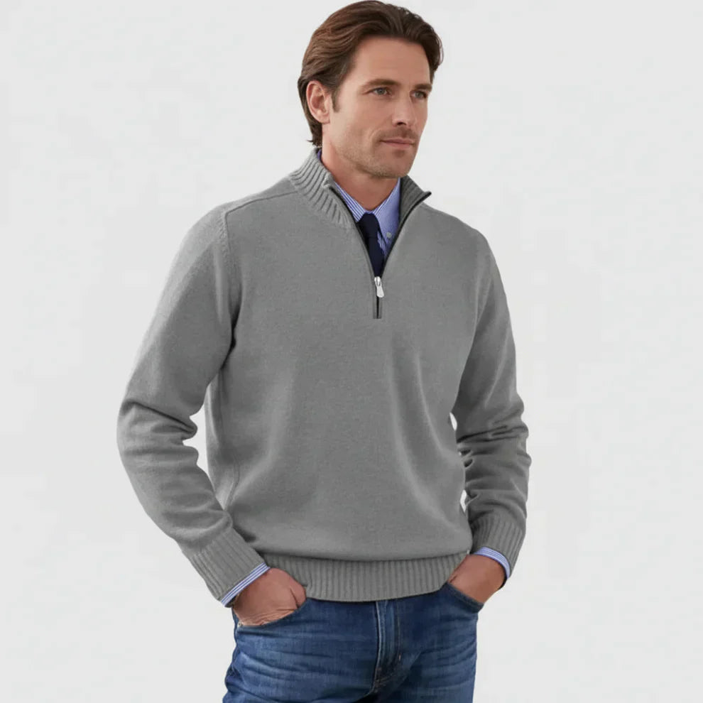 Klassischer herren-pullover mit viertelreißverschluss – herren