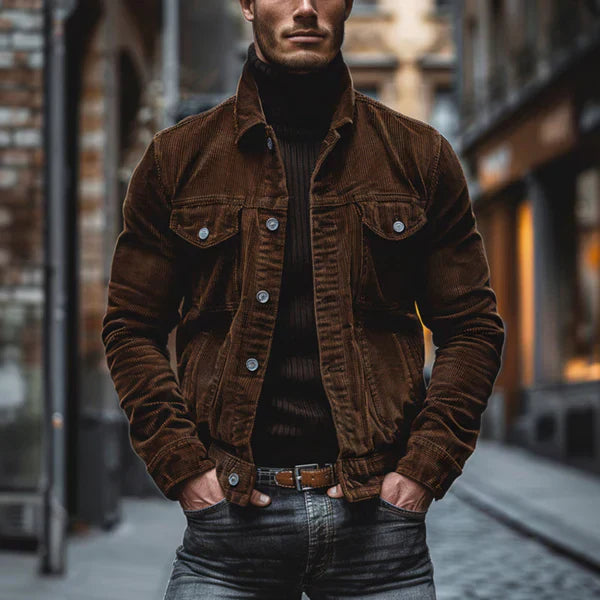 Cordjacke für herren mit knopfleiste – herren