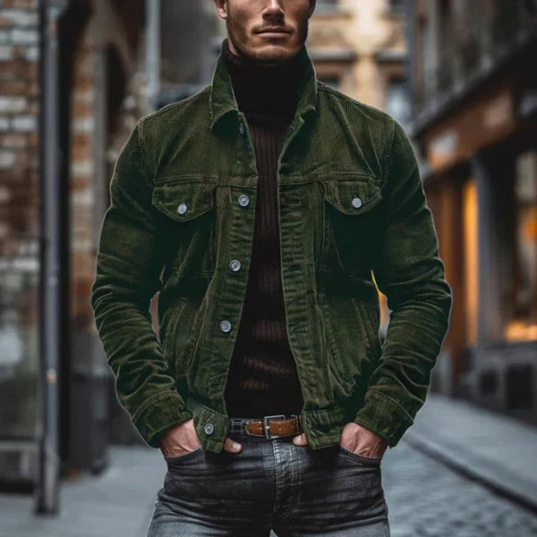 Cordjacke für herren mit knopfleiste – herren