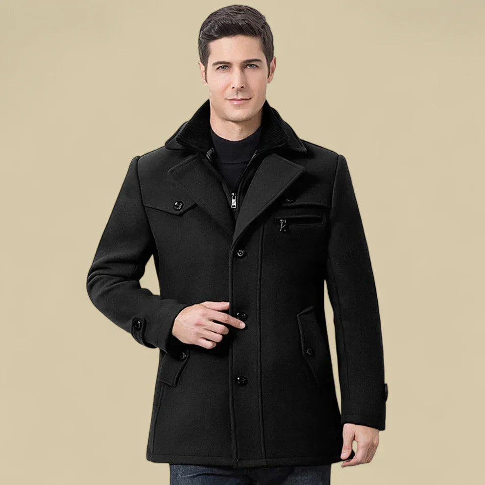 Herren-fleecejacke mit doppelter knopfleiste, maßgeschneidert für den winter – herren