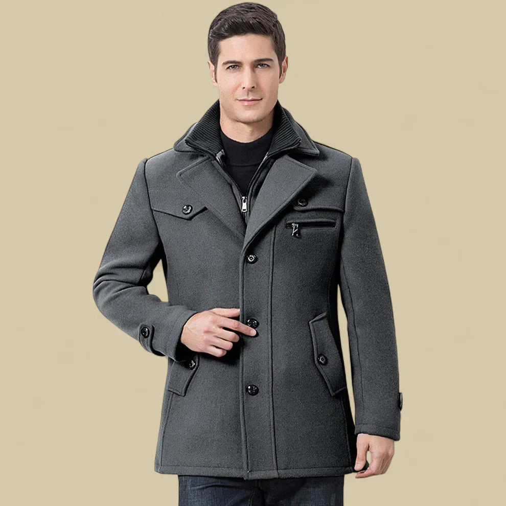 Herren-fleecejacke mit doppelter knopfleiste, maßgeschneidert für den winter – herren