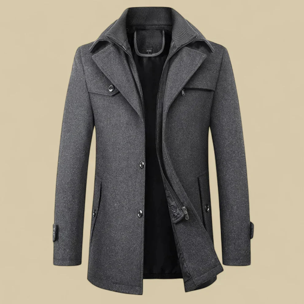 Herren-fleecejacke mit doppelter knopfleiste, maßgeschneidert für den winter – herren