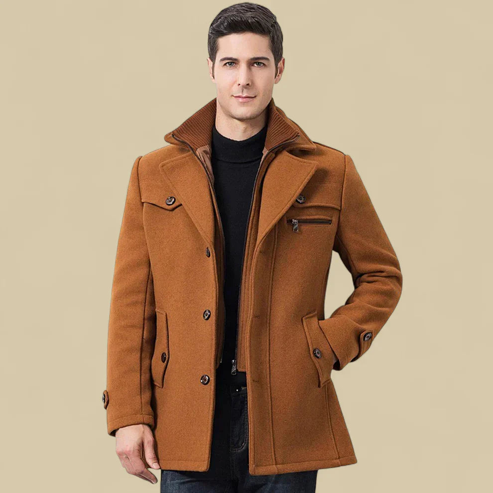 Herren-fleecejacke mit doppelter knopfleiste, maßgeschneidert für den winter – herren