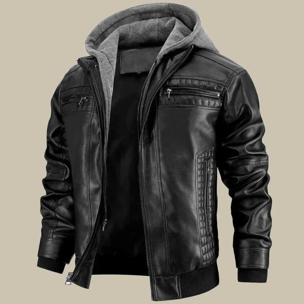 Taillierte herren-lederjacke mit reißverschluss – herren