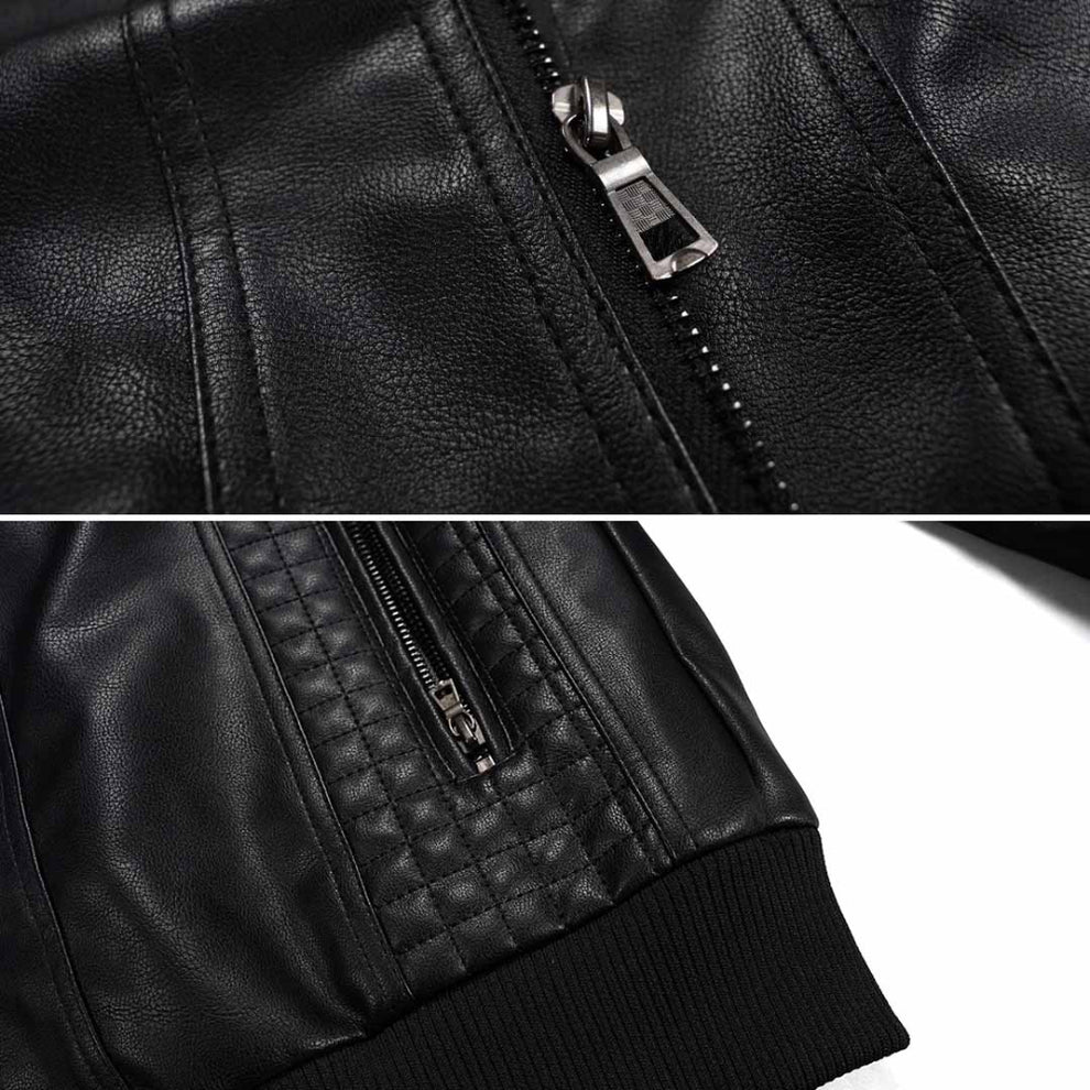 Taillierte herren-lederjacke mit reißverschluss – herren