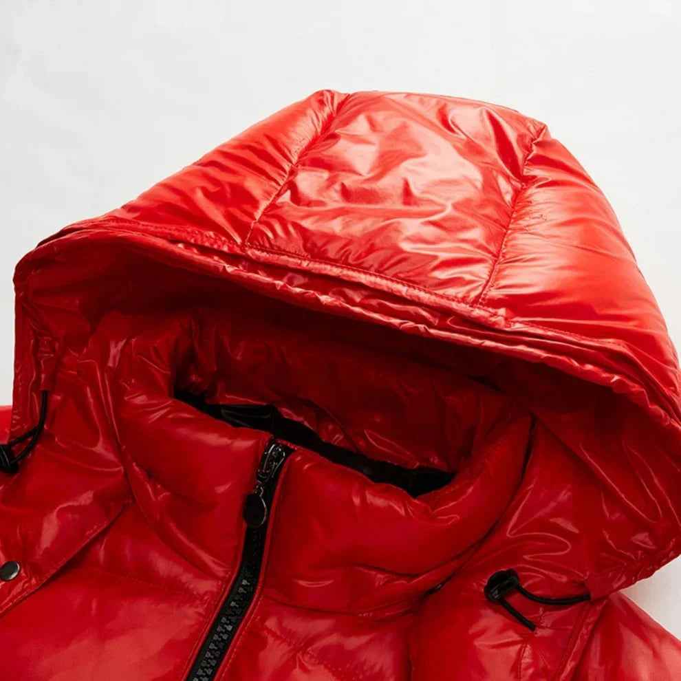 Winter-daunenjacke mit kapuze für herren