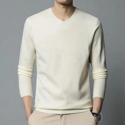 Klassischer herrenpullover mit v-ausschnitt aus merinowolle und kaschmir – herren