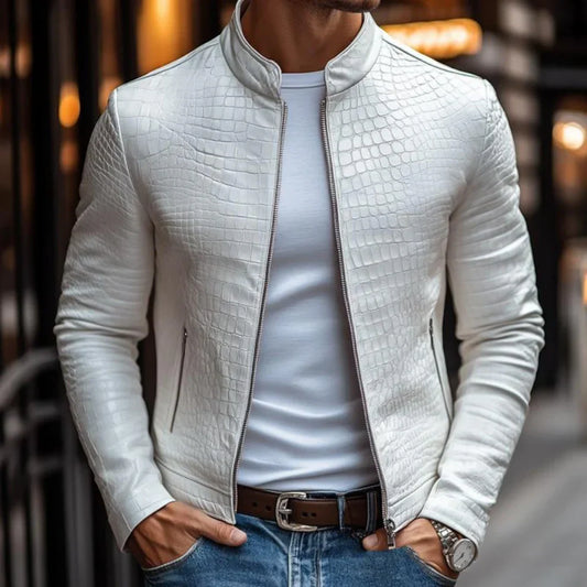 Hochwertige herren-lederjacke mit struktur – herren