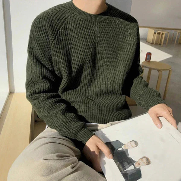 Herren-ripppullover mit rundhalsausschnitt – herren