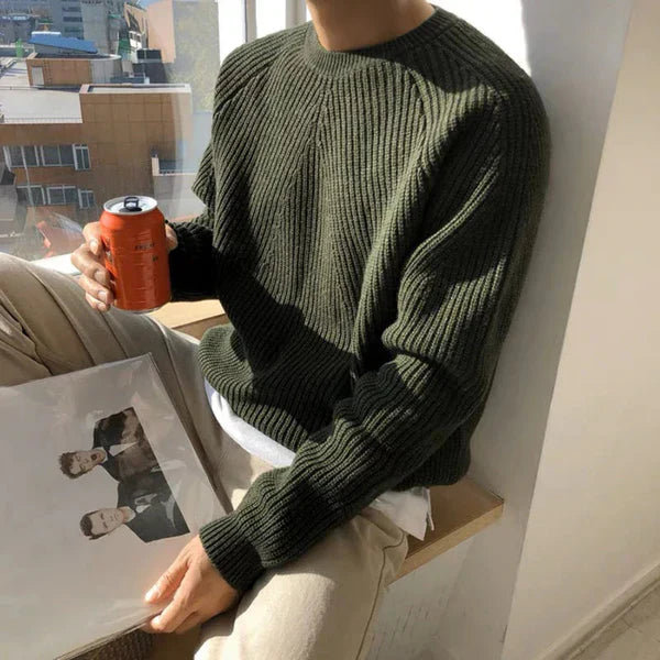 Herren-ripppullover mit rundhalsausschnitt – herren