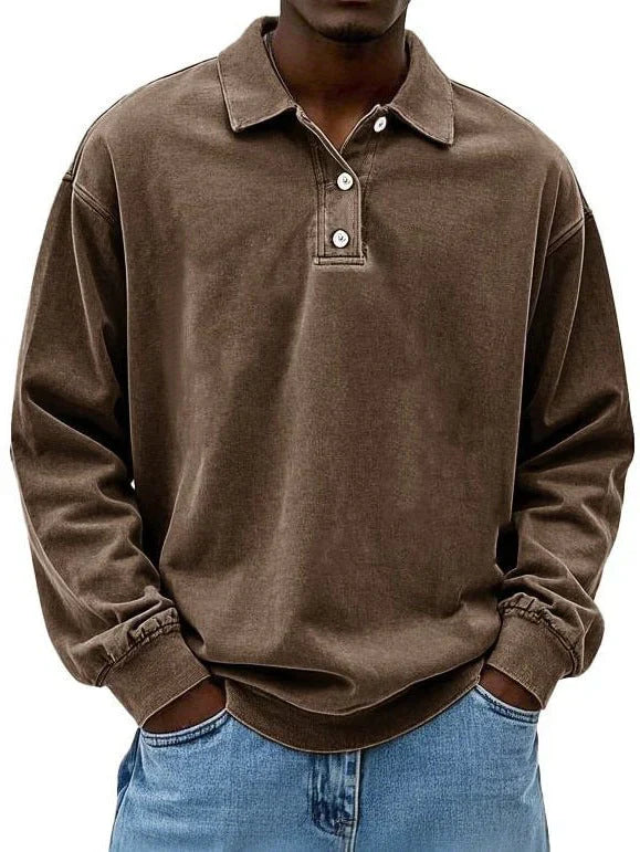 Lukas – polo shirt mit langen ärmeln und rippbündchen