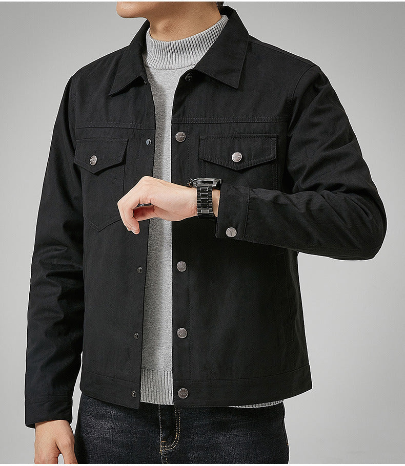 Viktor – herrenjacke aus kunst-wildleder mit knopfleiste und brusttasche