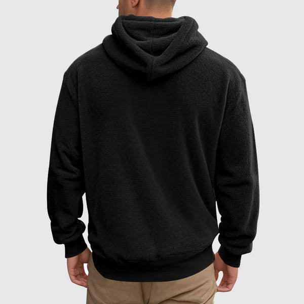 Kai – fleece hoodie mit kängurutasche und gerippten abschlüssen