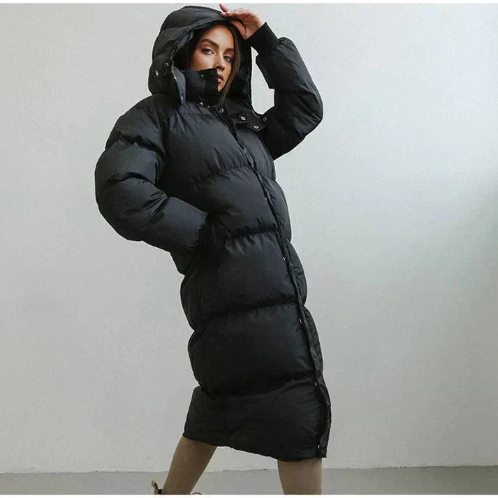 Damen lange pufferjacke extra warm und kuschelig